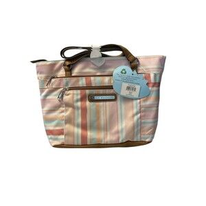 Lily Bloom Kelsey Tote Bag NWT Painted Stripe Eco Friendly Recycled Fabric Purse